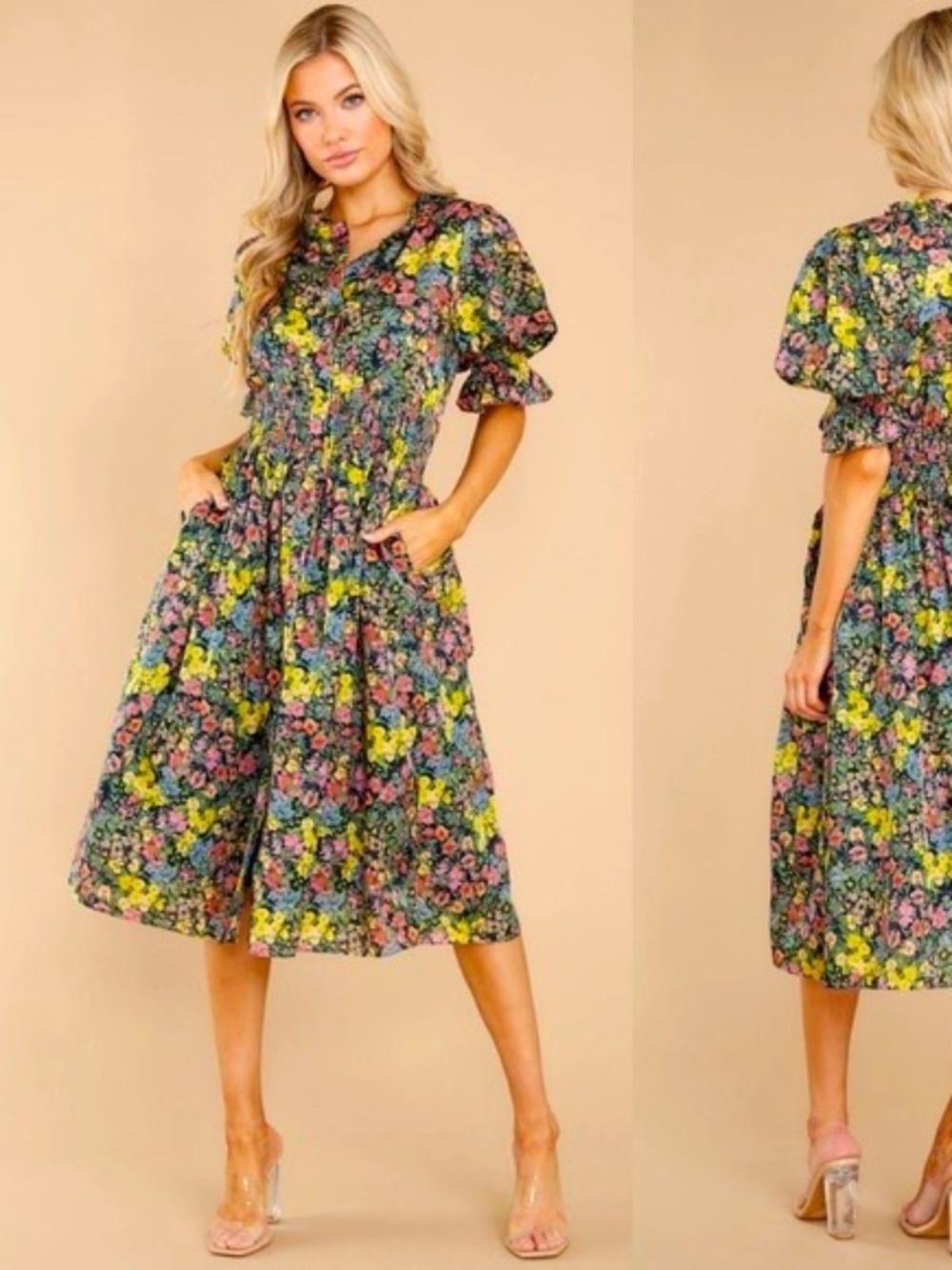 LoveShackFancy Christabel Floral Midi Dress Women's Size Small Silk Blend Boho